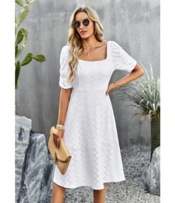 Temperament Solid Color Square Collar Short-Sleeved Long Dress Wholesale Dresses V5923041200008 -DivaLook Shop O1CN01thxGbi1ND4mRefjpK 2425141535 0 cib