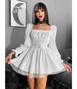 Sweet Punk Style Solid Color Long Sleeve Square Neck Dress Wholesale Dresses V5923041900069 -DivaLook Shop O1CN01vMlNv81MhTSWPoOQ0 3900101466 0 cib