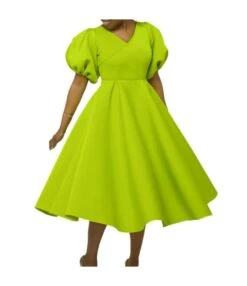 Fashion Solid Color V-Neck Bubble Sleeve Dress Wholesale Dresses V5923050300080 -DivaLook Shop O1CN01vXdvh71qrUb2xYpiO 4225535549 0 cib