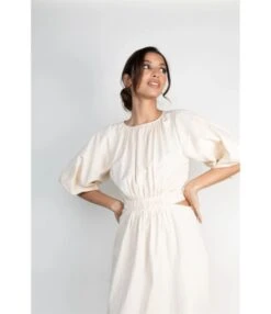 Backless Lace-Up Cut-Out Short Puff Sleeve Round Neck Pleated Casual Retro Dress Wholesale Dresses N5323021500001 -DivaLook Shop O1CN01vzRv9G2GztqhJOXR9 2212501819087 0 cib