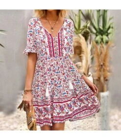 Bohemian Bell Sleeve Print Simple Fringe Dress Wholesale Dresses N462523032300176 -DivaLook Shop O1CN01wBBuQZ1wuay9XRL69 3267756368 0 cib 4