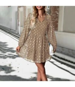 Casual Chiffon V-Neck Long Sleeve Polka Dot Dress Wholesale Dresses N5923080800006 -DivaLook Shop O1CN01wOnO571ND4pFxm4IC 2425141535 0 cib 4