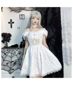 Dark Goth Halloween Jacquard Bubble Sleeve Short Dress Wholesale Dresses V5923041900044 -DivaLook Shop O1CN01wcpWz71MhTOkqckVX 3900101466 0 cib