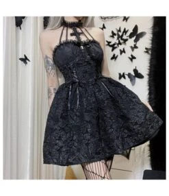 Dark Punk Gothic Personality Cross Halter Neck Tutu Dresses Wholesale Dresses N4623041900048