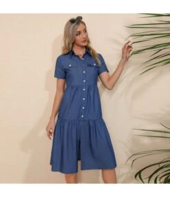 Vintage Solid Color Denim Shirt Short Sleeve Dress Wholesale Dresses V5923041500052 -DivaLook Shop O1CN01x69Eyu1gk1zAAjsfl 1864974179 0 cib