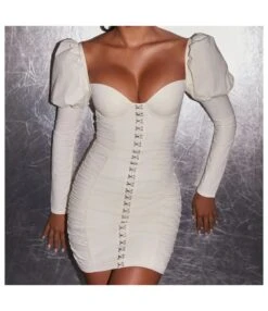 Pleated Sexy Low Cut Long Sleeve Puff Sleeve Sheath Mini Dress Wholesale Dresses SDV463783 -DivaLook Shop a2ac9a2f ba26 4280 bdc1 d5a19ff4ad23 2db962c16cdf5836341db34f8e9cd276