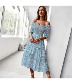 Sexy Off Shoulder Floral Midi Swing Dress High Waist Petal Sleeve Slim Vacation Wholesale Dresses SDN560630 -DivaLook Shop a367c8a6 9054 4bc4 a877 8b45aa2b5041 d97e5d3d175ad73f47d9bae097a0a165