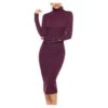 Fashion Button Long Sleeve Slim Fit Turtleneck Knitted Dress Wholesale Dresses SD182881