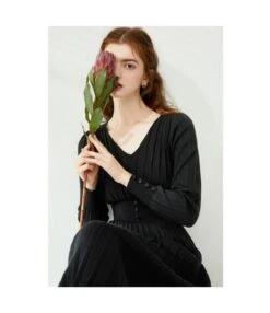 V Neck Solid Color Button Design Wholesale Jersey Dresses Mid Length Sweater Dress Elegant SD184225 -DivaLook Shop a5be21aa 2740 43cd 9247 1b7a394a32d4 95505B683F03A9A45F29365FDB3B781B
