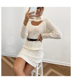 Fashion High Collar Hollow Twist Long Sleeve Sweater Knitted Dress Wholesale Jersey Dresses SDN537230 -DivaLook Shop a60737f5 678a 4667 8603 38d846add393 a44c01bf0699762c0b64957f46cc24a2
