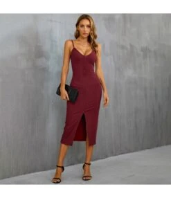 Sexy Split V-Neck Button Slim Fit Mid-Length Sling Dress Wholesale Dresses SDN537998 -DivaLook Shop a7d116fc 5a1e 4f74 bd89 dd4c948ee2b4 525ed74c650af191fe3ace8fe5dbabf0