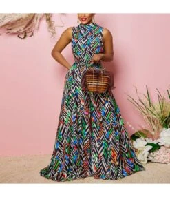 Sleeveless Printed Slim Wide-Leg Jumpsuit Wholesale Women'S Clothing N463723033000005