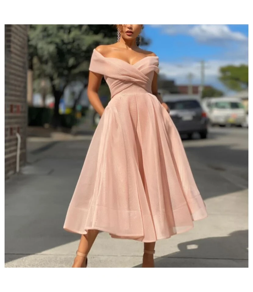 Summer Sexy Raglan Sleeves Slim Warp Dress Wide Swing Solid Color Wholesale Prom Dresses SD168768