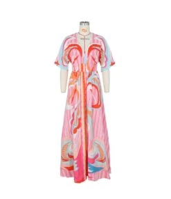 Fashion Printed Short Sleeve Side Slit Resort Swing Dress Wholesale Maxi Dresses SDN535522 -DivaLook Shop ab1cc296 d89c 4832 b1a1 ec5b26bd0464 4d6cd6eaf78b659e7c57ab04fc8f478f