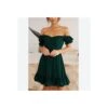Solid Color Puff Sleeve Ruffles Off Shoulder Tied Rope Vacation Dress Wholesale Dresses SD203764