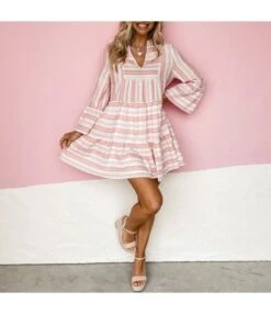 Fashion Print V-Neck Dress Flared Sleeve Casual Loose Swing Wholesale Dresses SDN560468 -DivaLook Shop b3dbf62e 10d1 4ed2 b708 e388c22b85fd e0934c7c91bcc5ae24cbe8a96c3956f5