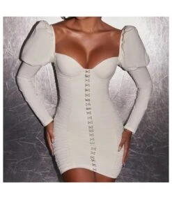 Pleated Sexy Low Cut Long Sleeve Puff Sleeve Sheath Mini Dress Wholesale Dresses SDV463783 -DivaLook Shop b59d0edd 67b8 49a4 8fec 4de68e75719e 02d05b33872440e0d2127e79ae4c3028