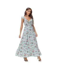 Sexy V-Neck Frill Sleeve Vacation Floral Dress Wholesale Maxi Dresses SDN535206 -DivaLook Shop b635803b c429 4a7a 87da 4c9d7186fe9f b1560efdc89cf4cd7a88bbbbda039658