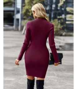 Sexy Half Turtleneck Cutout Knit Dress Solid Color Long Sleeve Bodycon Wholesale Dresses SDN561054 -DivaLook Shop b7a1fea2 71f2 41c7 859e e02aecb32335 9ffd51c33b265ebae2c845560614ff52