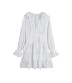 Ruffled Collar V Neck Elastic Waist Long Sleeve Cake Dress Wholesale Dresses SDN533784 -DivaLook Shop b80e5edd 68d5 4c52 802e 1b2171861ff8 f73efa2935b34e1eef7bca81cfea08e9