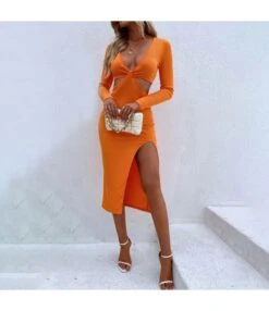 High Waist Slit Long-Sleeve Hollow V-Neck Midi Bag Hip Sexy Dress Wholesale Dresses SDN537990 -DivaLook Shop bcb88eb2 0853 4968 81b6 225020707704 06f46477f11ef4100fd30ae485651a0c