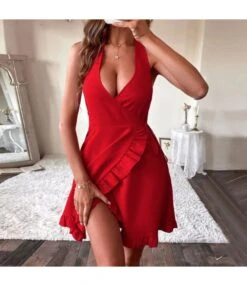 Women Sleeveless Deep V Neck Solid Color Ruffle Hem Wholesale Wrap Dresses SDN580806 -DivaLook Shop bd19bcd9 7e67 4c88 99e0 8f23d79b48be 1753dc461961c0bdc7cd37e32c3eeb4c
