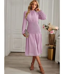 Slit Lantern Sleeve Slim Pleated Solid Color Temperament Midi Dress Wholesale Dresses SDN538027 -DivaLook Shop bdbe8c83 6ba6 4bc4 9613 55e320ef2b9d 82d52463f647eedce4aaafd07c7376cf