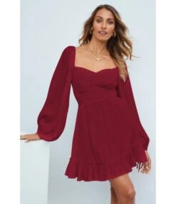 Square Neck Solid Color Lantern Sleeve Ruffles Lace-Up Swing Dress Vintage Wholesale Dresses SD531198 -DivaLook Shop bdc6bd95 955b 4b40 9ae0 b36a77f0a738 e69b511ac821c6d164763e18cc8e2de8