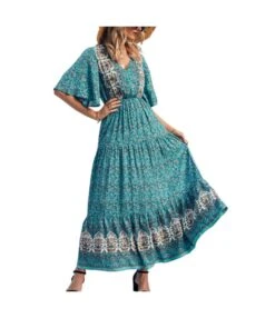 Boho Style Print V Neck Flare Sleeve Elastic Waist Maxi Dresses Wholesale Bohemian Dress For Women SDN532330 -DivaLook Shop be0e2ed2 0900 4506 8ed3 2ed28c5aca3e 562d3d4aa7fcb3317ac528cd8966174d
