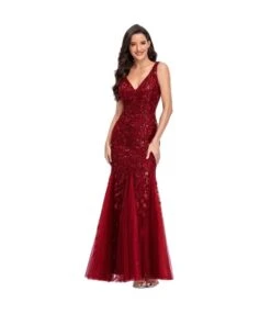 Sexy V-Neck Leaf Embroidered Sequins Slim Fishtail Prom Evening Dress Wholesale Maxi Dresses SDN535240 -DivaLook Shop bebfff7f f496 470a 9147 4f714efc3566 6c31b68bbc67c579f6be45efbb8a6a7a