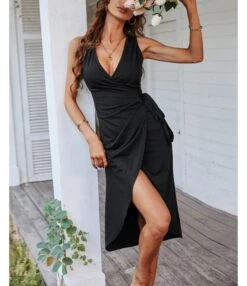Sexy Deep V-Neck Slit Dress Sleeveless Solid Color Lace-Up Midi Wholesale Dresses SDN560619 -DivaLook Shop bf4aea7c fbce 4604 a098 9eaab5321a59 bef09ac81c33767c1f56153f1a024a46