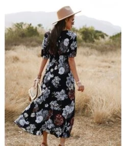 Sexy Deep V Floral Swing Dress Short Sleeve Slim Drawstring High Slit Vacation Wholesale Dresses SDN560326 -DivaLook Shop c15b69f9 ebf9 4f18 b15d 6d49b95567cd 77d39c2703df90f602735548a88201e8
