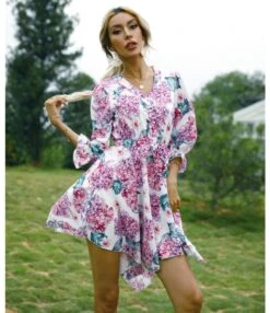 Floral Printed V Neck Tie-Up Waist Half Sleeve Irregular Hem Dress Casual Wholesale Dresses SDN532791 -DivaLook Shop c1f95f39 85a0 4ae1 bd8b 90ea8aabd6b1 76e062d8687912b865108af5a802278f