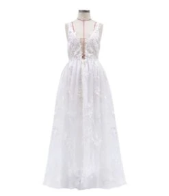 Lace Stitching Embroidery Deep V Sling Wide Swing White Wedding Dress Wholesale Maxi Dresses SDN533601 -DivaLook Shop c325acbf 9002 42ff 941a 8c3f8fc741d5 3c2c2b408e35de88d7e77e2babd76611
