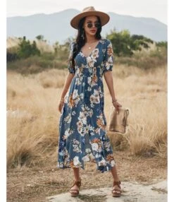 Sexy Deep V Floral Swing Dress Short Sleeve Slim Drawstring High Slit Vacation Wholesale Dresses SDN560326 -DivaLook Shop c7ffc3db 5830 42a4 9b99 60ade6bf33f3 50cb2885ec5af80bb8ed5cb7549eb5f2