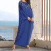 Tassel Bat Sleeves Wholesale Blue Dress SD160466