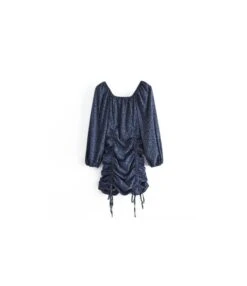 Wholesale Outfits For Women Drawstring Pleated Dress Leopard Dress SD210324