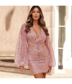 Long-Sleeved V-Neck Sequin Waist-Hugging Hip Dress Wholesale Dresses SDN537154 -DivaLook Shop cb8d2ba5 5c25 4d4a aca1 f3ce23cf65f0 5e391bd41815a0286caa2b923cd5743d