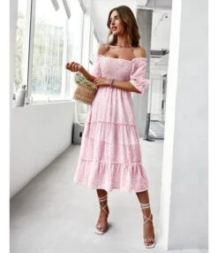 Sexy Off Shoulder Floral Midi Swing Dress High Waist Petal Sleeve Slim Vacation Wholesale Dresses SDN560630 -DivaLook Shop cd287693 e7eb 4811 9dd3 b27fcf1f5424 6347da98594b59c8ab67cee217aa5e09