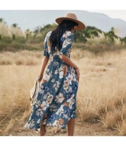 Sexy Deep V Floral Swing Dress Short Sleeve Slim Drawstring High Slit Vacation Wholesale Dresses SDN560326 -DivaLook Shop ced941a8 1ebc 4986 a43f c8b9d4dc1f8f ac38c293b7c8454fdb454dc6fa8df785