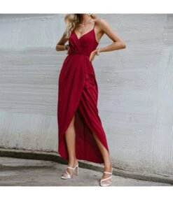 Spaghetti Strap V Neck Tie Waist High Split Hem Red Wholesale Cami Dresses SD204552 8 Spaghetti Strap V Neck Tie Waist High Split Hem Red Wholesale Cami Dresses SD204552 -DivaLook Shop d488c981 8a96 4972 88d1 1fcd2774b27c B6F67959072AE5DD762A7B32DE948B74