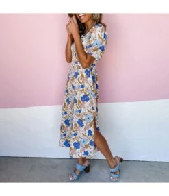 Sexy V-Neck Floral Dress Short Sleeve High Waist Slit Wholesale Dresses SDN560549 -DivaLook Shop d5ca4b38 b4c0 48e8 af91 43baca4b614a 000c976c340f9a96e6c8039b7d31cf49