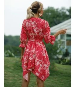 Floral Printed V Neck Tie-Up Waist Half Sleeve Irregular Hem Dress Casual Wholesale Dresses SDN532791 -DivaLook Shop d5cd2293 9c0c 43d7 80b6 2bb7da876779 e0dbf3d7d1e7cfa2f87eddb10386d0b1
