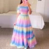 Trendy Printed Off Shoulder Ruffles Swing Smocked Dress Vacation Wholesale Maxi Dresses SDN532933 -DivaLook Shop d6376193 077c 4119 bc15 c77dfd578d1c 80d1ac10373c2448f142aa3c29eef15e