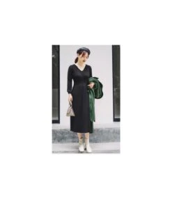 V Neck Solid Color Button Design Wholesale Jersey Dresses Mid Length Sweater Dress Elegant SD184225 -DivaLook Shop d67cea12 5ee6 44c4 ba4d 6697b8eb1dce 0a202dfebfd5254ab0394798e79f9c24