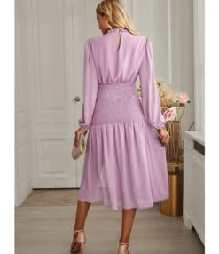 Slit Lantern Sleeve Slim Pleated Solid Color Temperament Midi Dress Wholesale Dresses SDN538027 -DivaLook Shop d74221e9 ba41 4958 b161 4c14ba8be03f 6fd1626d47f573d09323415f42336ae0