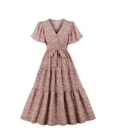 Tie-Up Short Sleeve Elegant Floral Print Smocked Dress Wholesale Dresses SDN535474 -DivaLook Shop d760349a 9070 417c ae12 baa0d1c43fe9 af62adbddf833b5671fd75fab79cdbe0