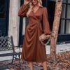 Casual V-Neck Solid Colour Tie Waist Long Sleeve Dress Wholesale Dresses N5923082300037 -DivaLook Shop d78fc4cd2ef84a909963b0680118948c 4