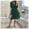 Tie-Up V Neck Green Pleated Dress Wholesale Dresse SDN538885 -DivaLook Shop d8d23576 ac9a 4594 9eed a6a866f6be46 0121386a1a2db3d880490a75afb0288d