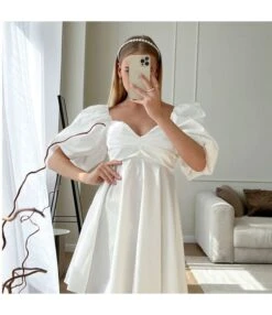 Sexy Strapless High Waist Bubble Sleeve Solid Color A-Line Mini Dress Wholesale Dresses SDN562843 -DivaLook Shop da09944e 8ce0 4692 9207 e96a886bcae4 d83ccbadeb916b7d2d9a71c2c2667fc2